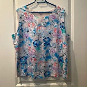 TanJay chiffon pastel floral sleeveless blouse.